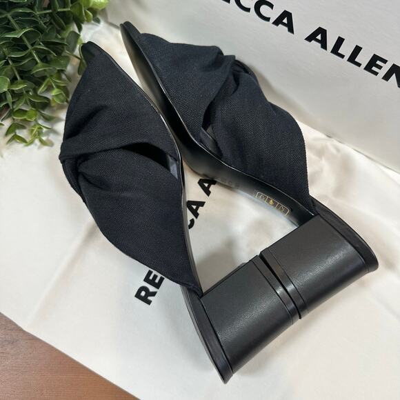 Rebecca Allen Women's The Twist Black Linen Slide Sandals Size 8.5 - Picture 6 of 11